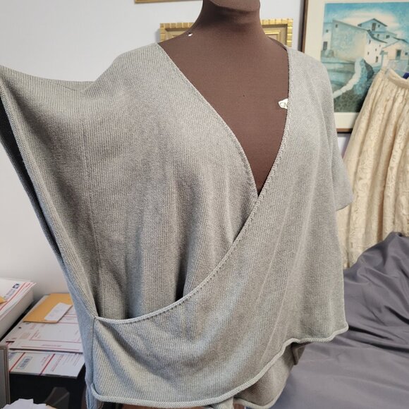 Eskandar Tan/Sand Knit Crossover Knit Sweater Size OS - Picture 6 of 9